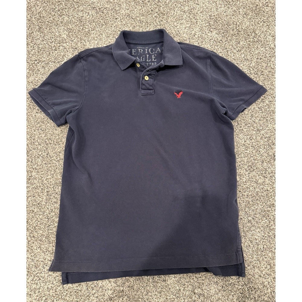 American Eagle Outfitters Navy Polo Shirt Men's M Athletic Fit Cotton Logo